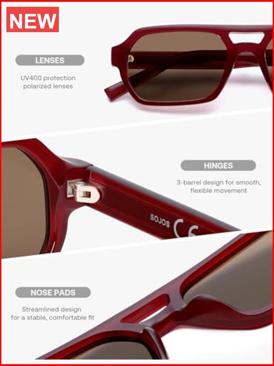 Trendy TR90 Polarized Aviator Sunglasses Rectangular Shades UV400 main image 5